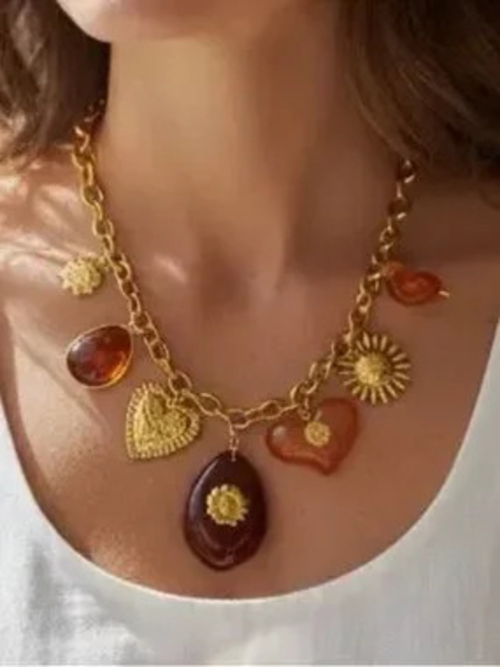 Solstice Amber Charms Necklace (9720)